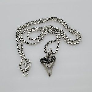 David Yurman Shark Tooth Pendant With Black Diamonds